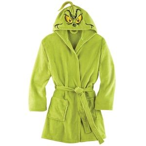 Dr Seuss Mens Grinch Plush bathrobe New Green Christmas Gift